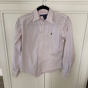 Ralph Lauren Sport button down red & black stripe cotton women’s shirt size S/P